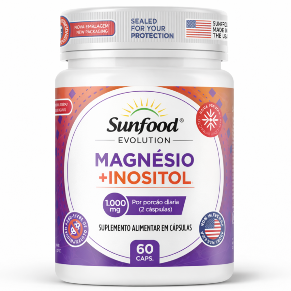 MAGNÉSIO + INOSITOL 1.000MG 60 CAPSULAS SUNFOOD EVOLUTIONu