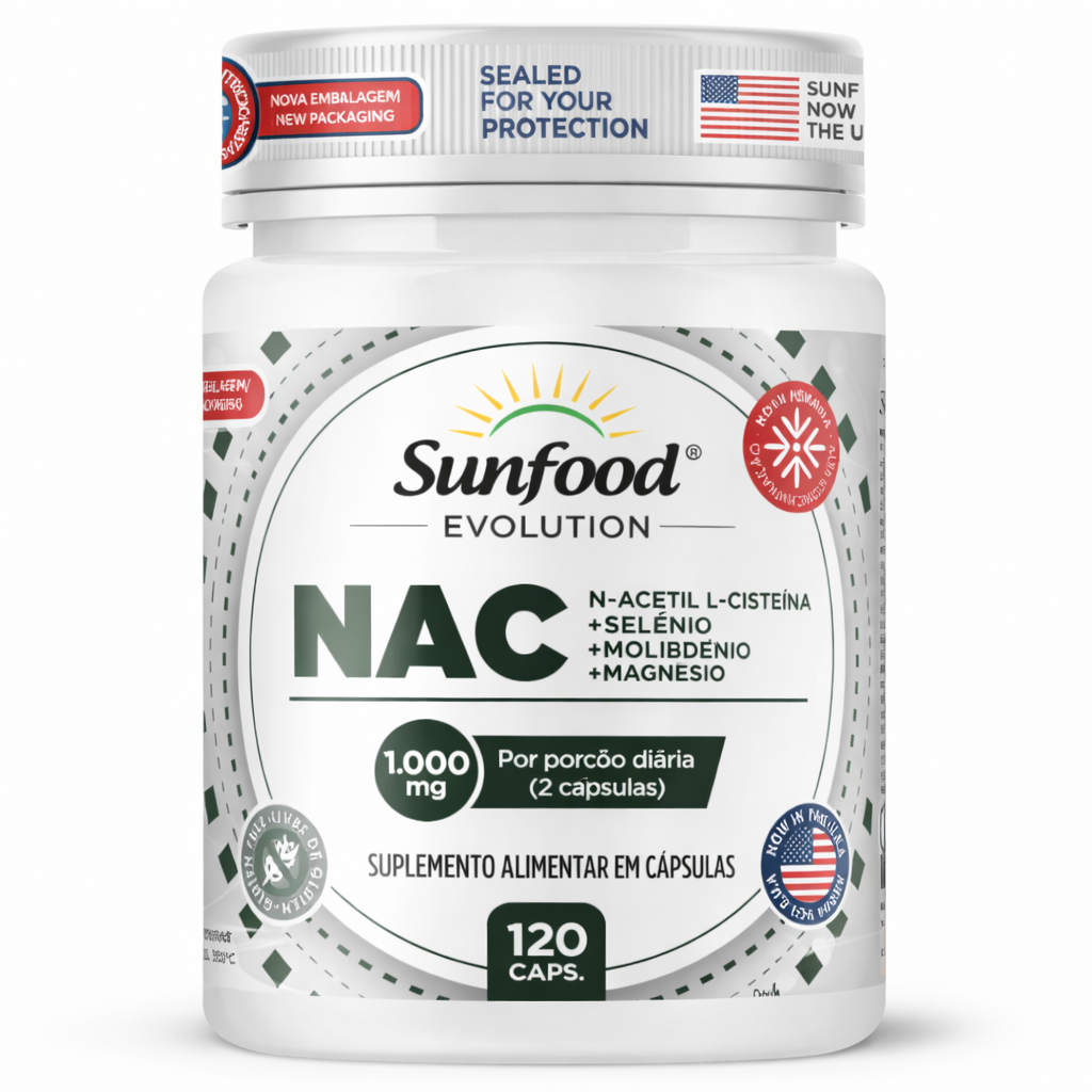 Nac 1.000mg 120 Capsulas Sunfood Evolution - Imagem 1