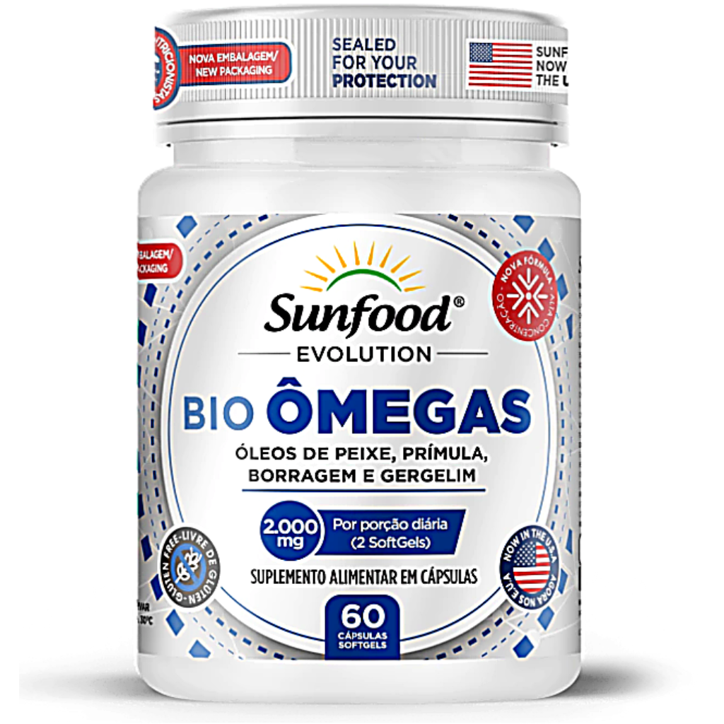 BIO ÔMEGAS 2.000MG 60 SOFTGELS SUNFOOD EVOLUTION - Imagem 1