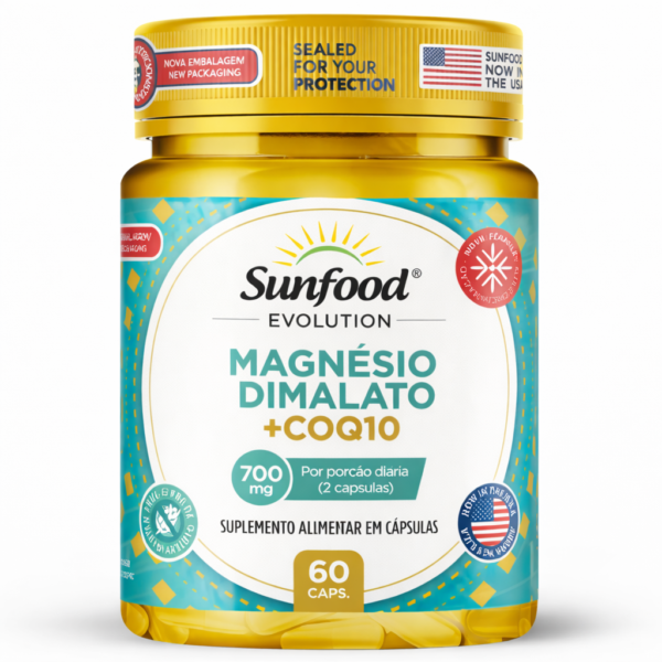 MAGNÉSIO DIMALATO + COQ10 700MG 60 CAPSULAS SUNFOOD
