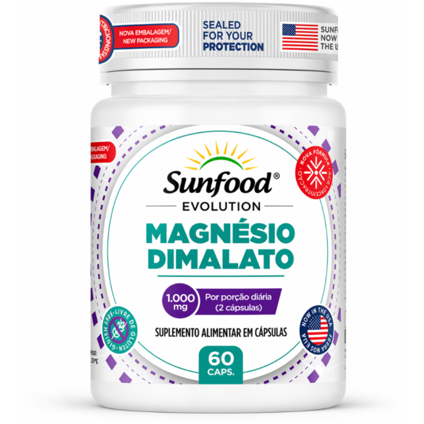 MAGNÉSIO DIMALATO 1.000MG 60 CAPSULAS SUNFOOD EVOLUTION