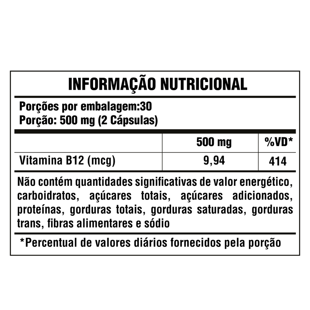 METILCOBALAMINA (VITAMINA B12) 500MG 60 SOFTGELS SUNFOOD - Imagem 3