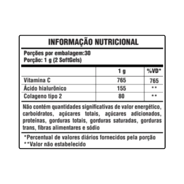 ÁCIDO HIALURÔNICO + COLÁGENO TIPO 2 1.000MG 60 SOFTGELS SUNFOOD