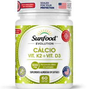 CÁLCIO + VITAMINA K2 + VITAMINA D3 500MG 60 SOFTGELS SUNFOOD