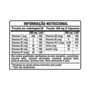 B50 COMPLEXO DE VITAMINAS 500MG 60 CAPSULAS SUNFOOD - Imagem 3
