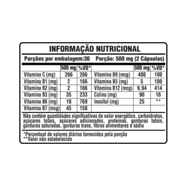 B50 COMPLEXO DE VITAMINAS 500MG 60 CAPSULAS SUNFOOD