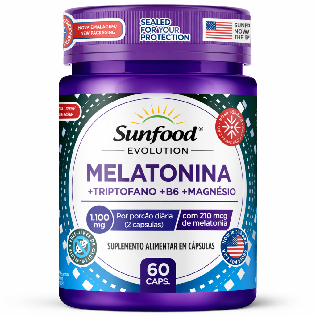 Melatonina 1.100mg 60 Capsulas Sunfood Evolution - Imagem 1