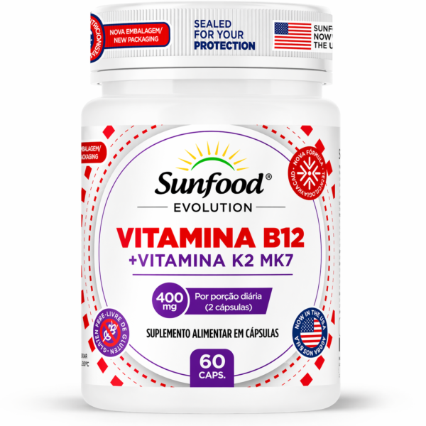 VITAMINA B12 + VITAMINA K2 MK7 400MG 60 CAPS SUNFOOD