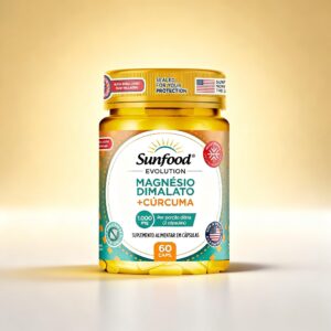 MAGNÉSIO DIMALATO + CÚRCUMA 1.000MG 60 CAPSULAS SUNFOOD