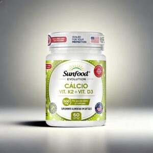 CÁLCIO + VITAMINA K2 + VITAMINA D3 500MG 60 SOFTGELS SUNFOOD EVOLUTION