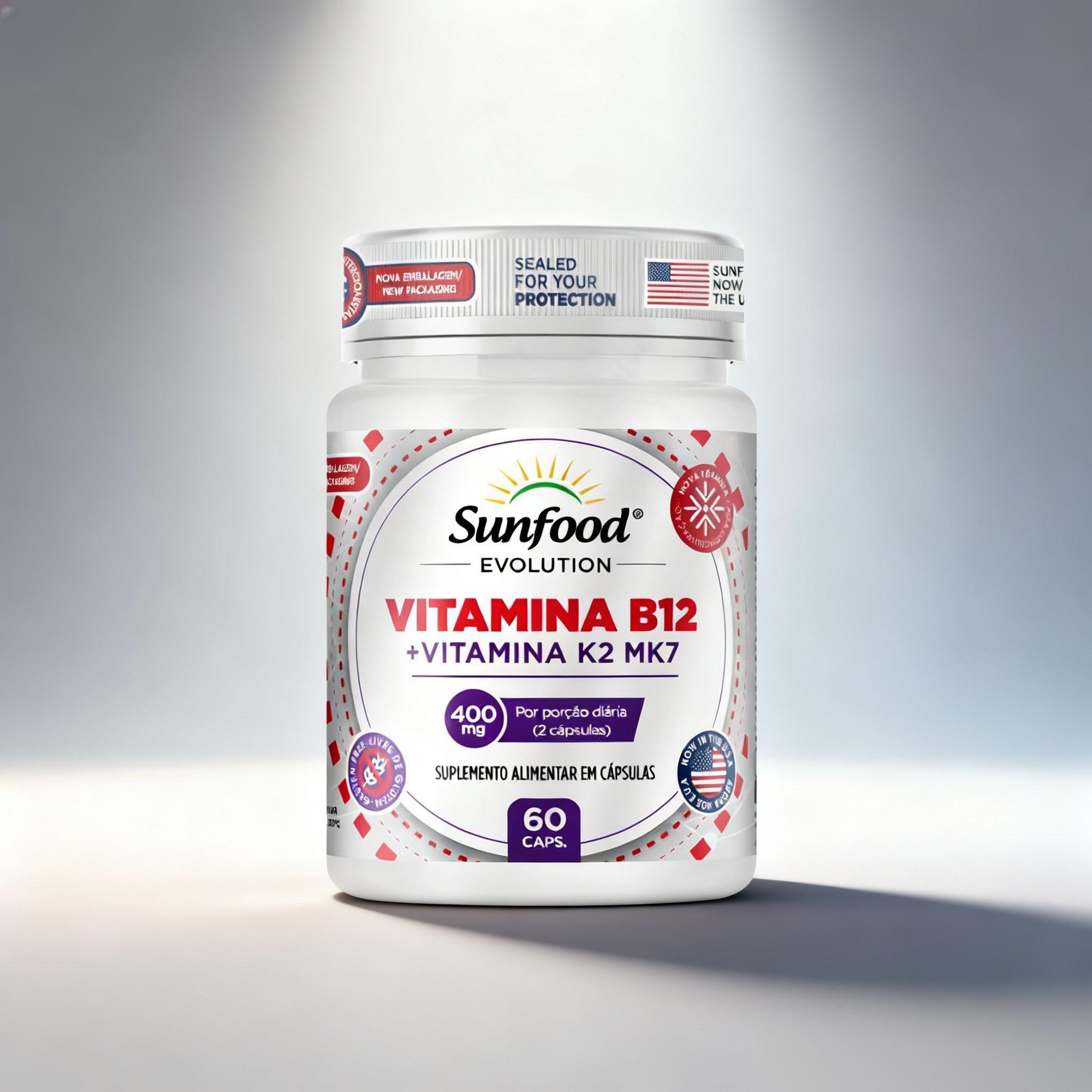 VITAMINA B12 + VITAMINA K2 MK7 400MG 60 CAPS SUNFOOD