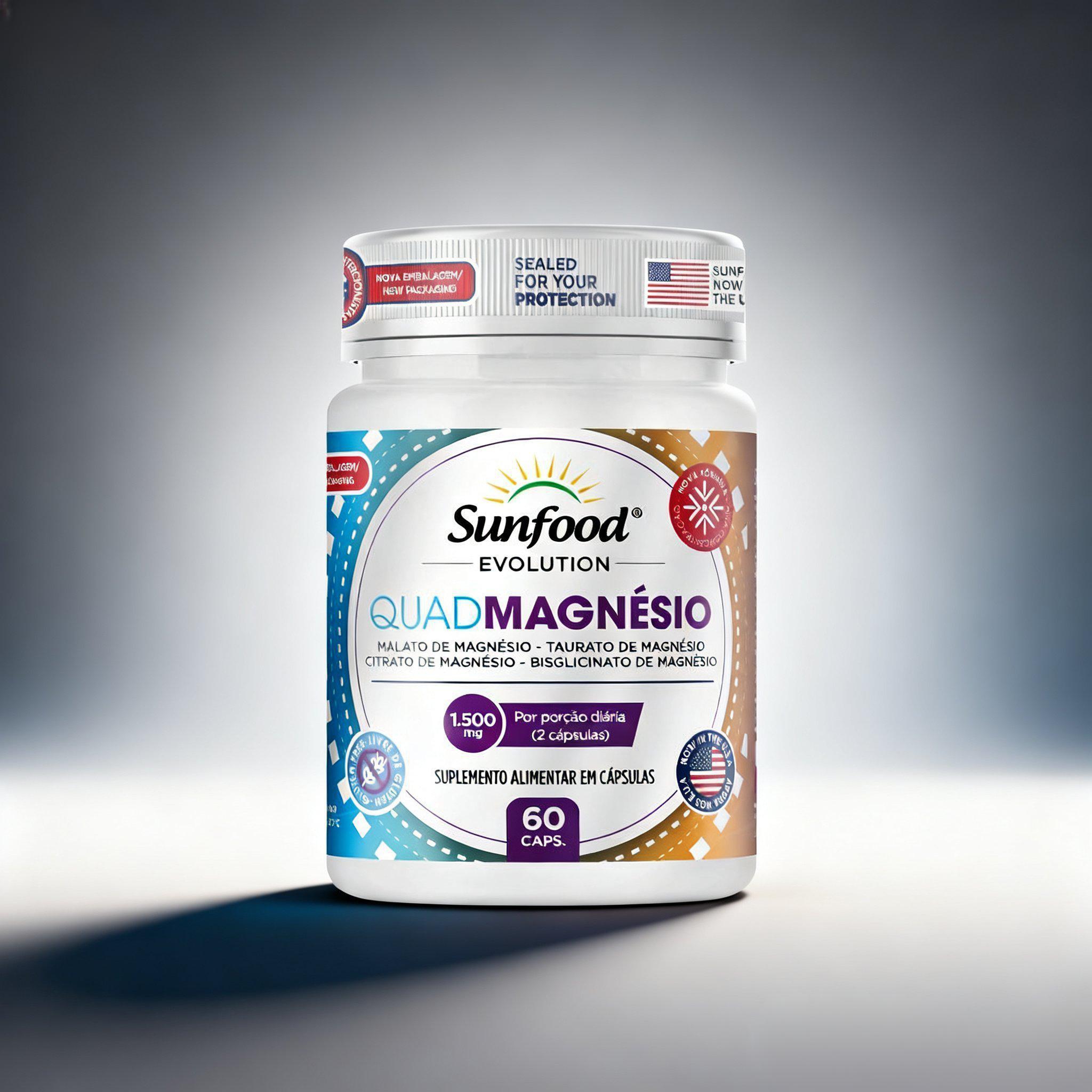 QUADMAGNÉSIO 1.500MG 60 CAPSULAS SUNFOOD EVOLUTION