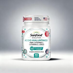 ÁCIDO HIALURÔNICO 2.000MG 60 CAPSULAS SUNFOOD EVOLUTION