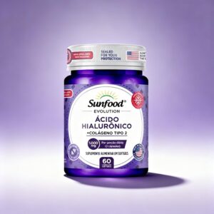 ÁCIDO HIALURÔNICO + COLÁGENO TIPO 2 1.000MG 60 SOFTGELS SUNFOOD EVOLUTION