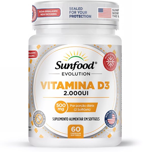 VITAMINA D3 2000UI 500MG 60 SOFTGELS SUNFOOD EVOLUTION