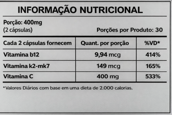 VITAMINA B12 + VITAMINA K2 MK7 400MG 60 CAPS SUNFOOD