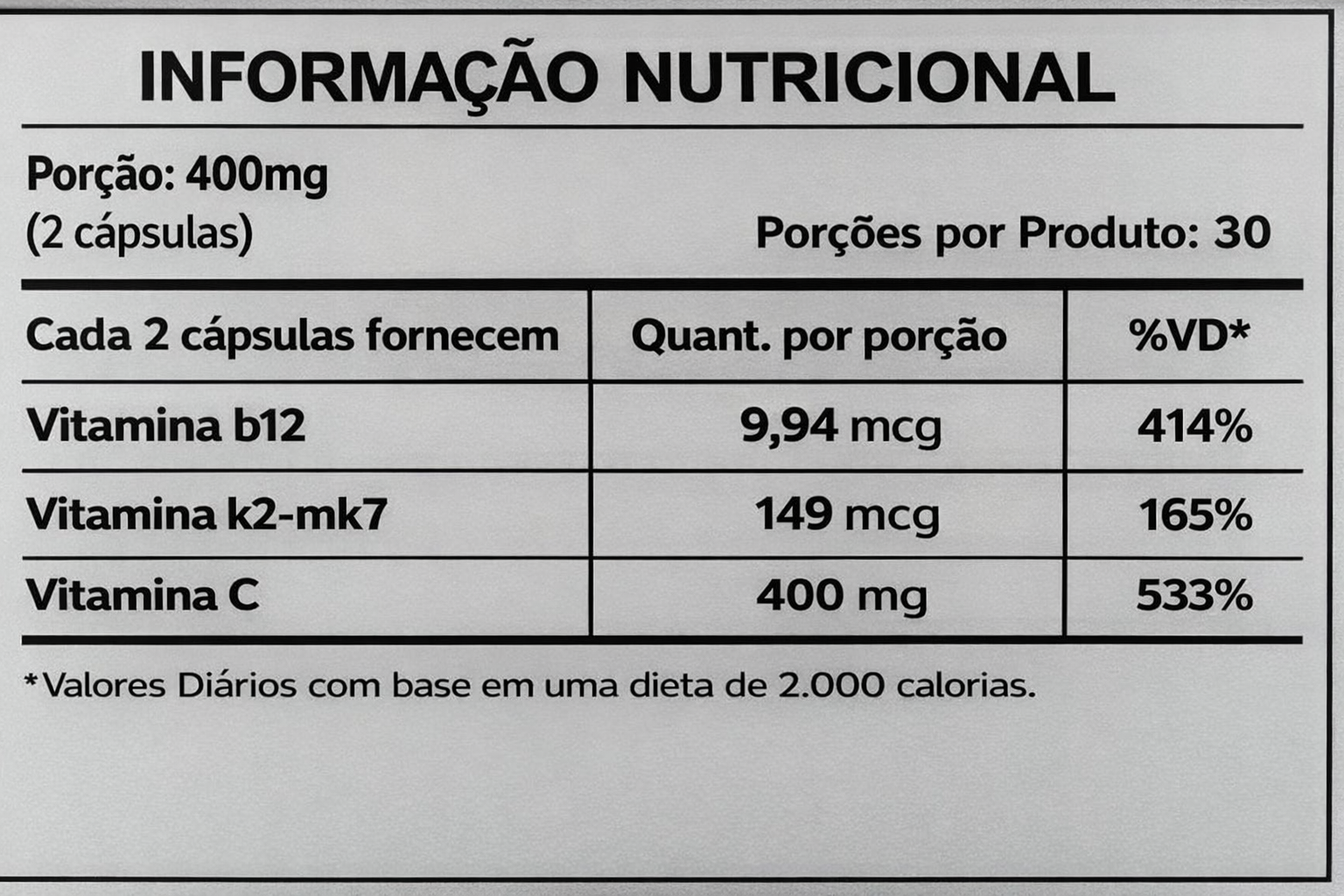 VITAMINA B12 + VITAMINA K2 MK7 400MG 60 CAPS SUNFOOD - Imagem 3