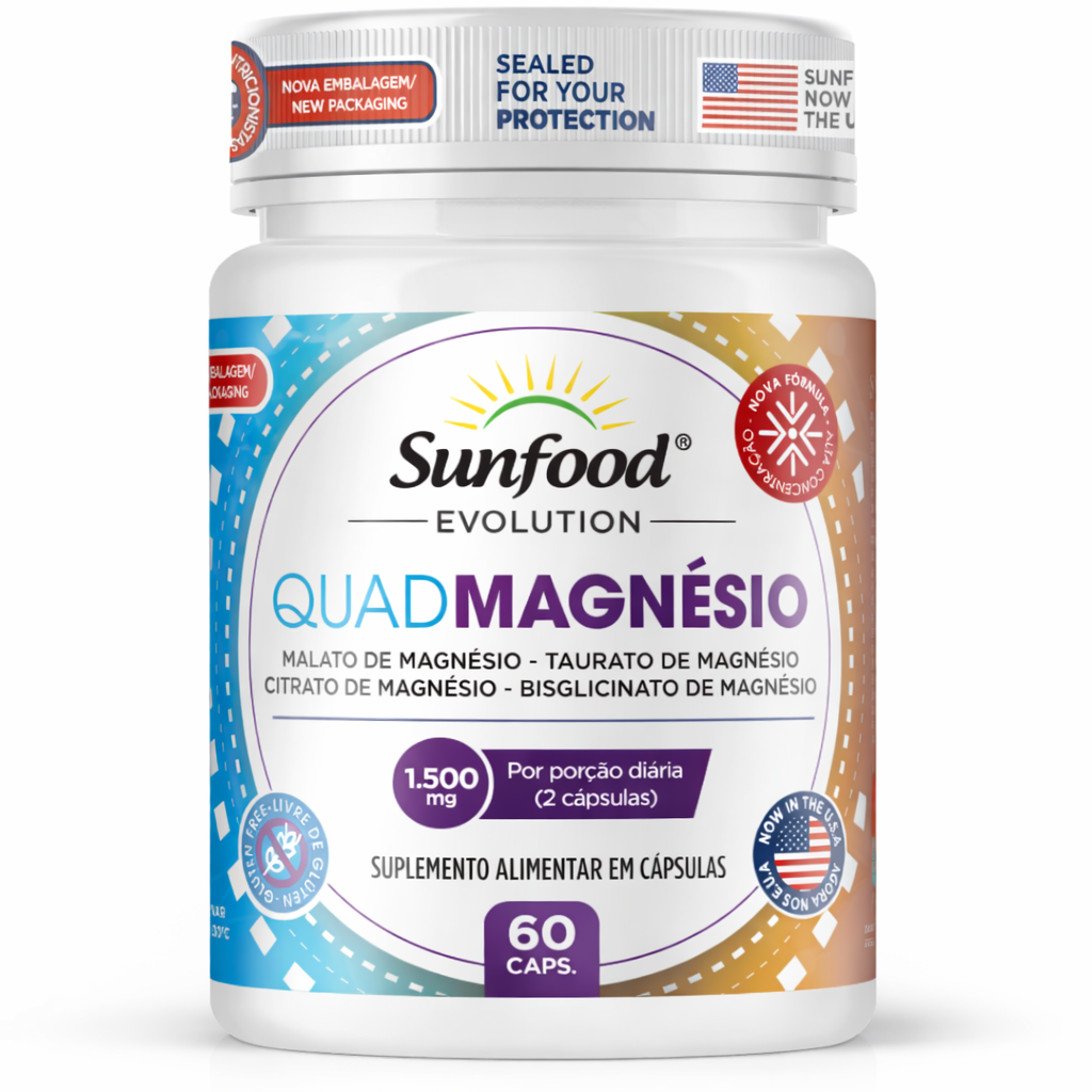 QUADMAGNÉSIO 1.500MG 60 CAPSULAS SUNFOOD EVOLUTION - Imagem 1