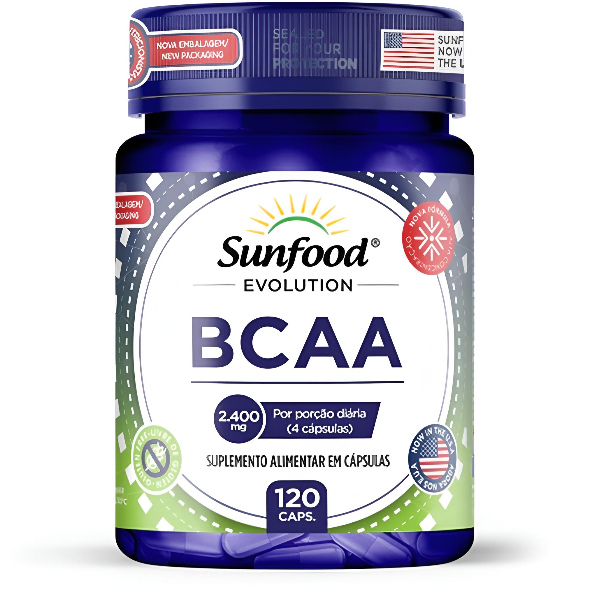 BCAA 2.400MG 120 CAPSULAS SUNFOOD EVOLUTION - Imagem 1