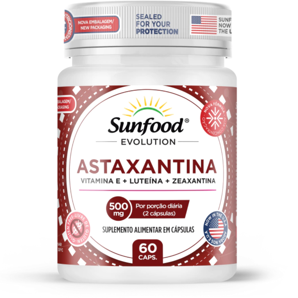 ASTAXANTINA 500MG 60 CAPSULAS SUNFOOD EVOLUTION - Imagem 1