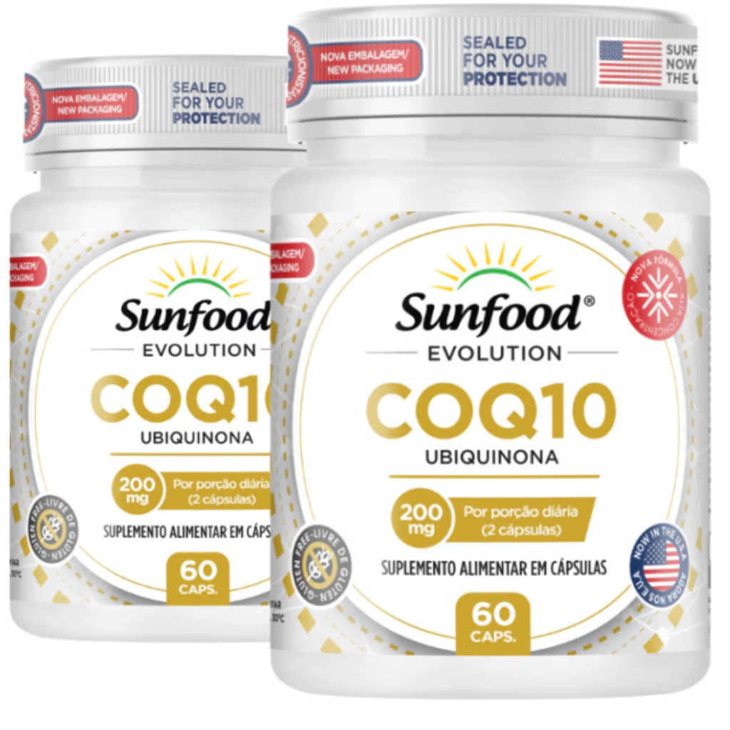 Kit 02 CoQ10 Ubiquinona Sunfood 200mg 60 Cápsulas - Imagem 1