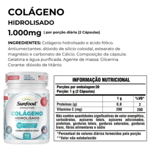 Colágeno Hidrolisado Sunfood 1000mg 60caps - Imagem 3