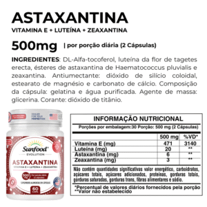 ASTAXANTINA 500MG 60 CAPSULAS SUNFOOD EVOLUTION - Imagem 3