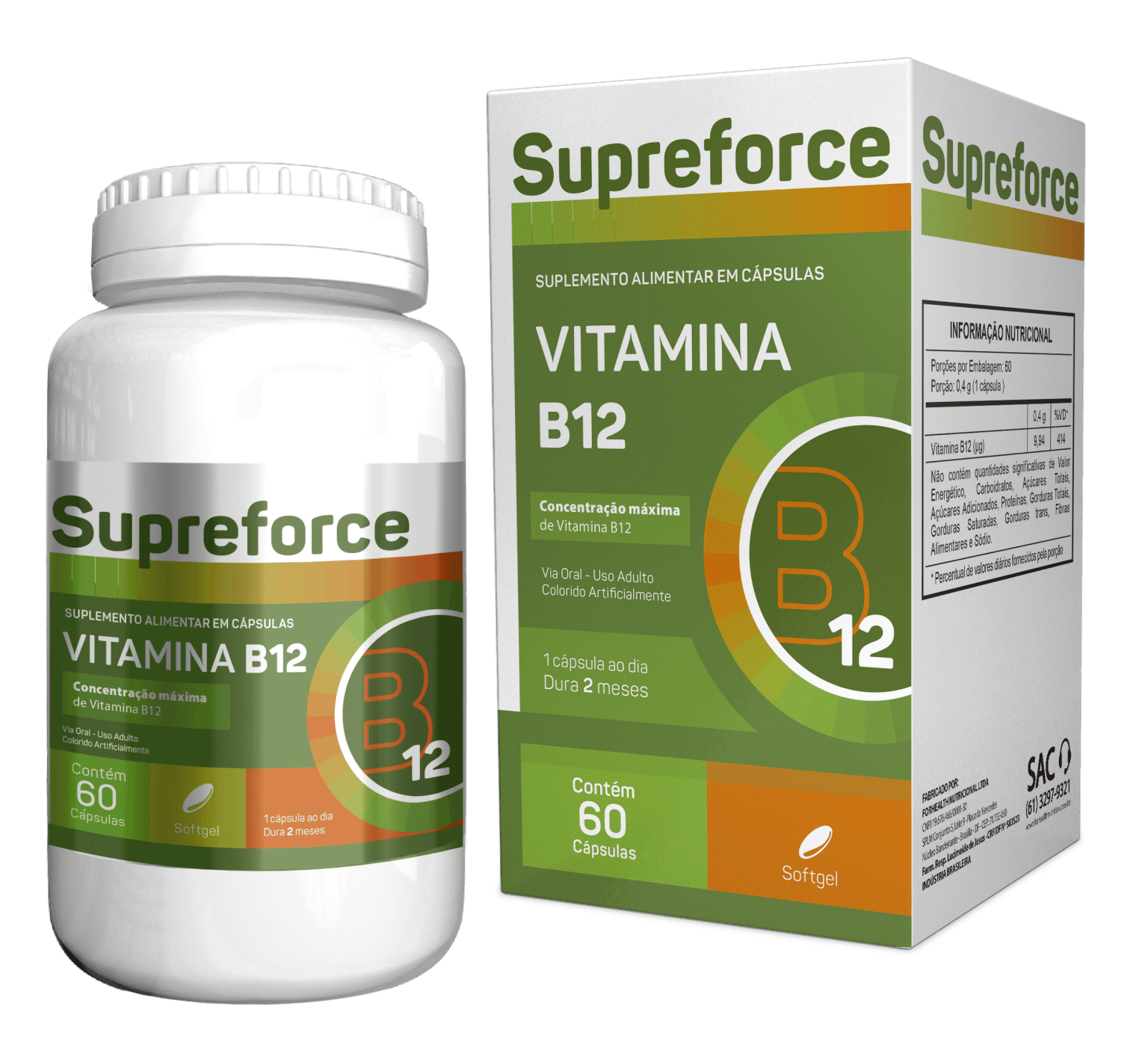 Supreforce Vitamina B12 Forhealth – 60 Cápsulas - Imagem 1