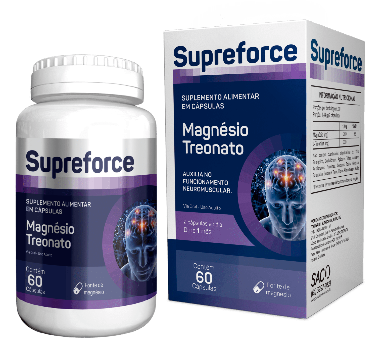 Supreforce Magnésio Treonato Forhealth – 60 Cápsulas - Imagem 1
