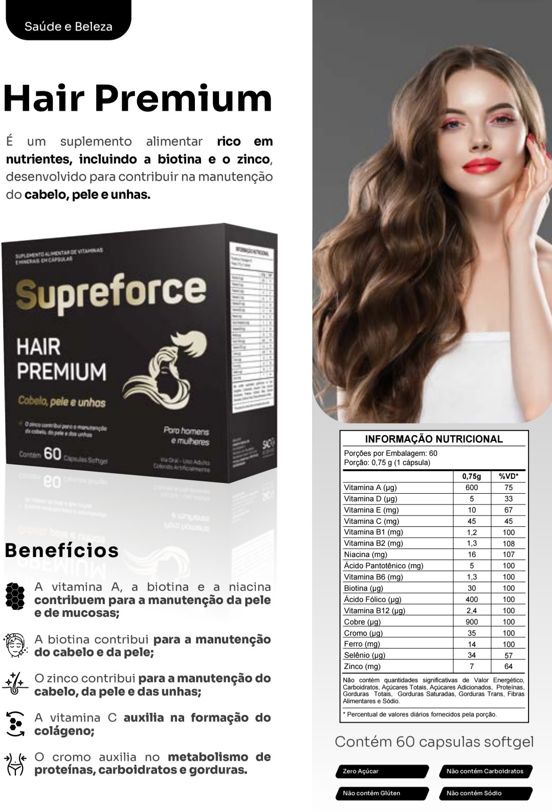 Ficha e Informações Nutricionais Hair Premium ForHealth