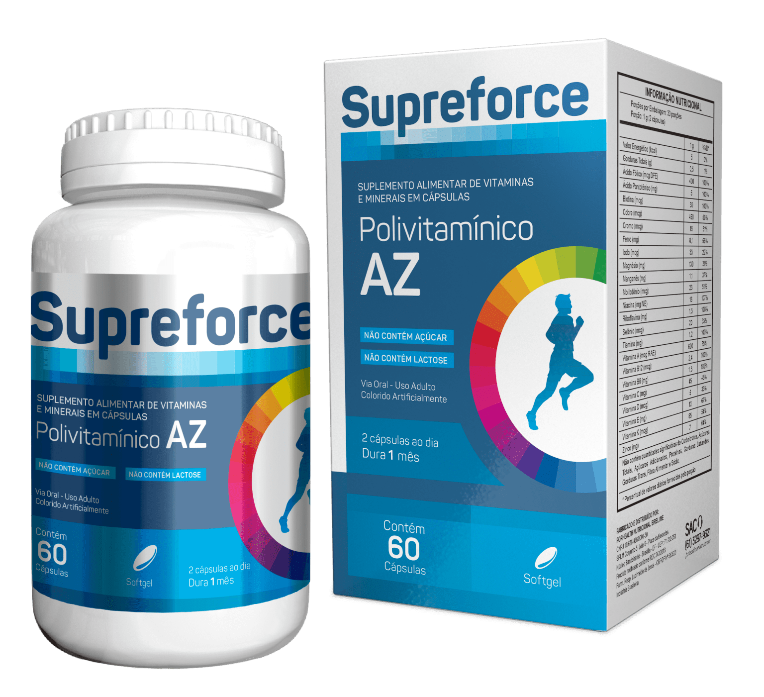 Supreforce Polivitaminíco A-Z – Suplemento de Vitaminas e Minerais Premium (60 Cápsulas Softgel) - Imagem 1